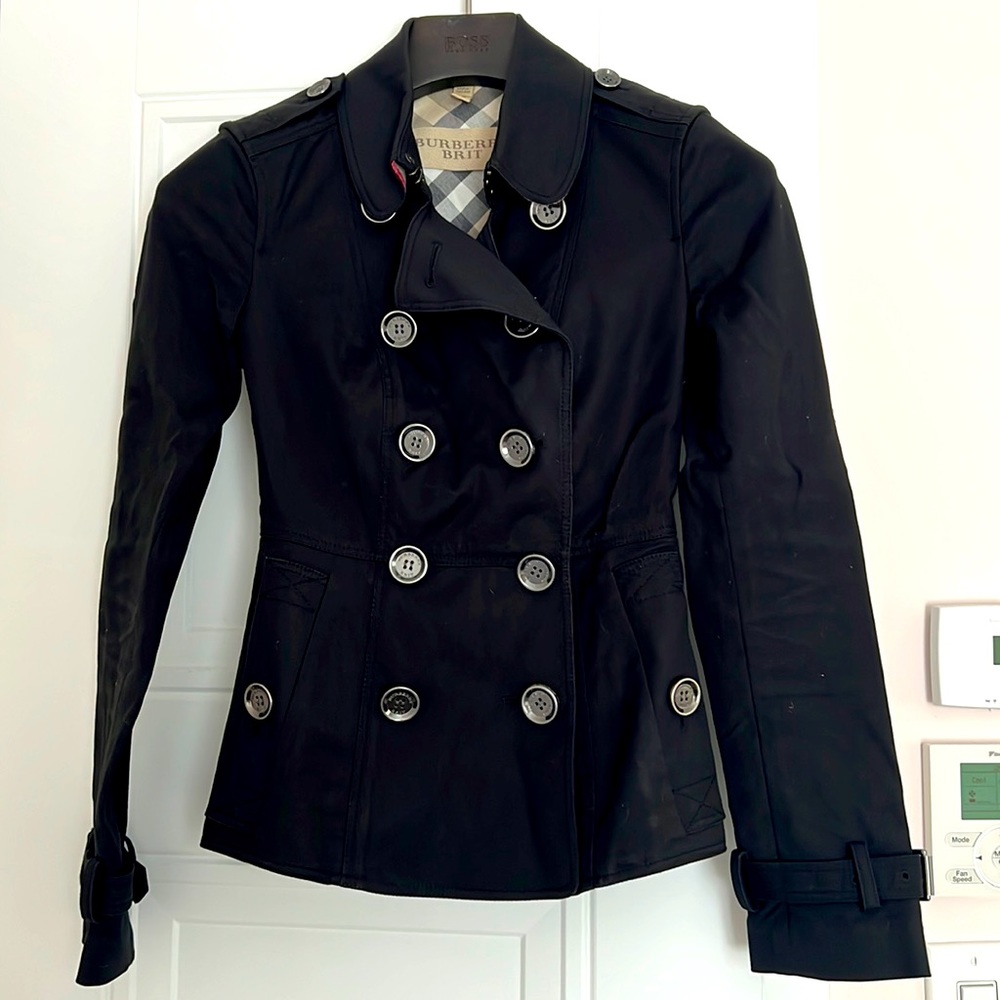 Women’s BURBERRY BRIT Textured Blazer Jacket Coat Black